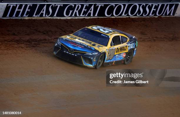 Christopher Bell, driver of the DeWalt Power Stack Toyota, drives during the NASCAR Cup Series Food City Dirt Race at Bristol Motor Speedway on April...