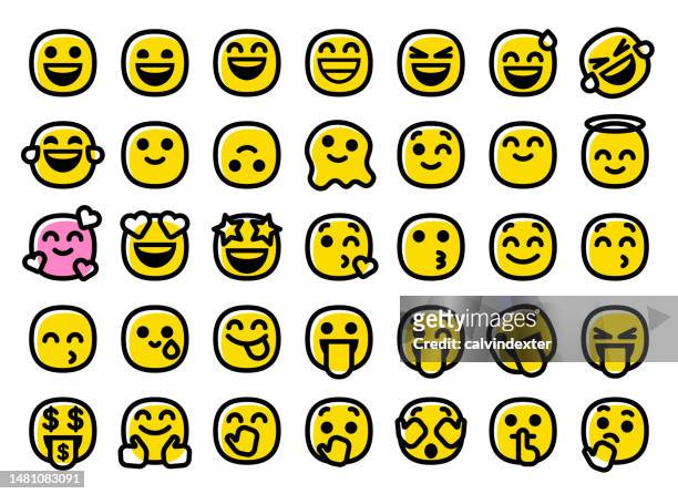 emoticons linie kunstsammlung - stick out tongue emoji stock-grafiken, -clipart, -cartoons und -symbole