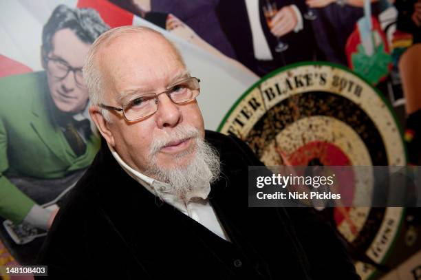 Sir Peter Blake poses for pictures as they reflect back on Blake's 60 year career and their shared love of collecting mass market ephemera at The V&A...