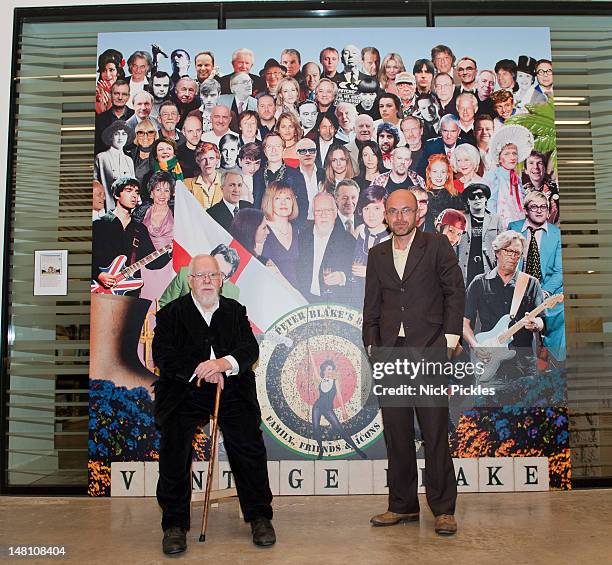 Sir Peter Blake and Wayne Hemingway MBE pose for pictures as they reflect back on Blake's 60 year career and their shared love of collecting mass...