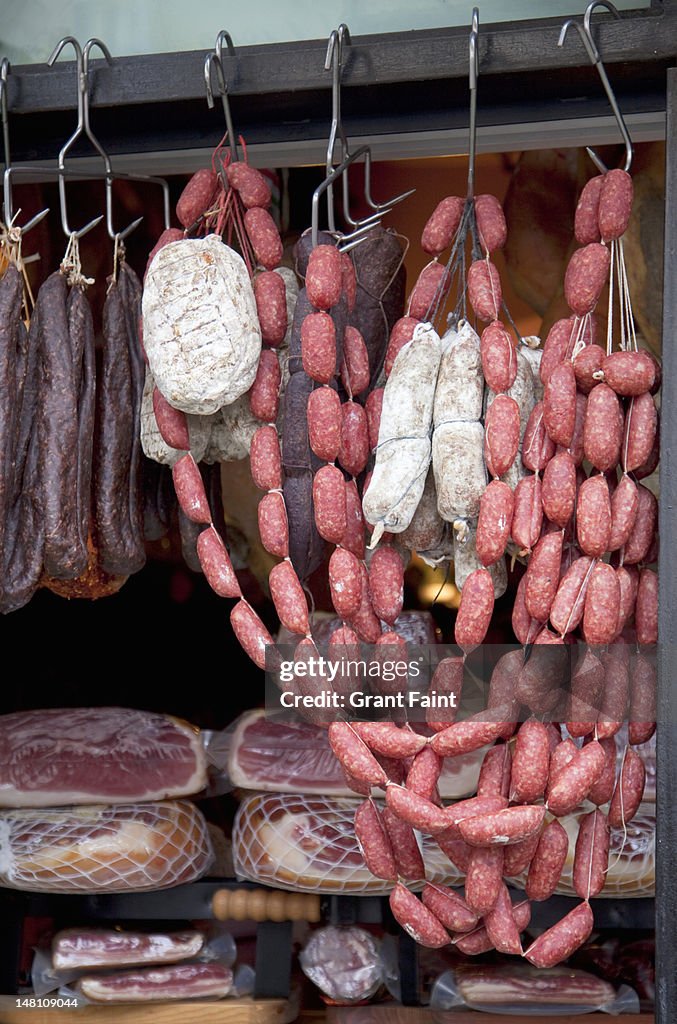 Italian meat shop window display