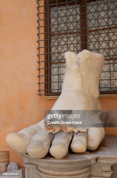 cat resting on a piece of statue, rome - celebrity feet - fotografias e filmes do acervo