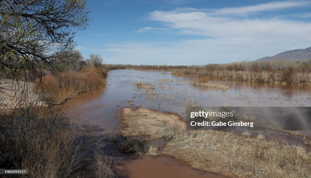 Rio Grande River Flowing in Albuquerque New Mexico