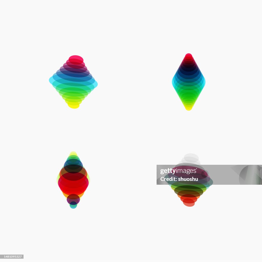 Set of various overlapping elements. Abstract geometric transparent design