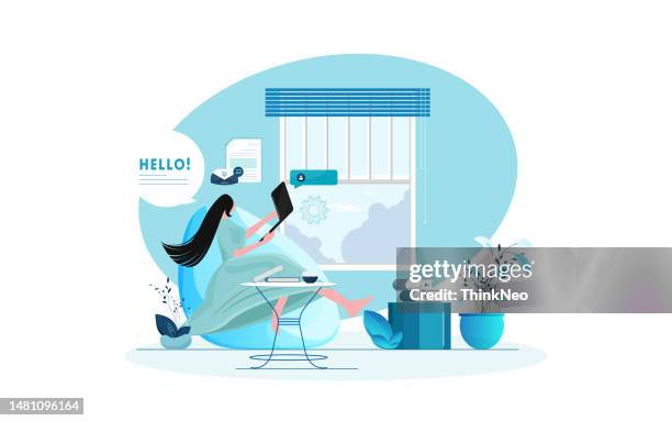 freelancer - casual office stock illustrations