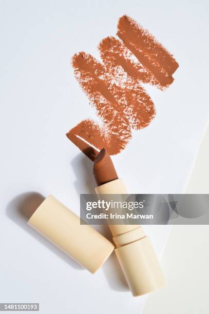 lipstick swatch - pink lipstick smear stock pictures, royalty-free photos & images