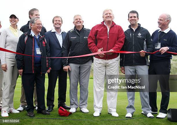 Donald Trump opens The Trump International Golf Links Course as Ivanka Trump, Eric Trump , Martin Hawtree, George O'Grady, Colin Montgomerie, Don...