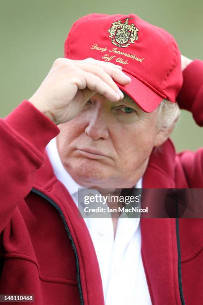 Donald Trump during the opening of The Trump International Golf Links Course on July 10, 2012 in Balmedie, Scotland. The controversial £100m course...