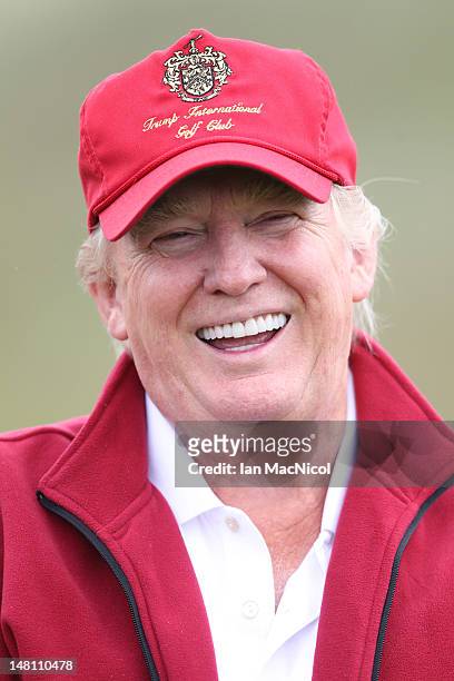 Donald Trump during the opening of The Trump International Golf Links Course on July 10, 2012 in Balmedie, Scotland. The controversial £100m course...