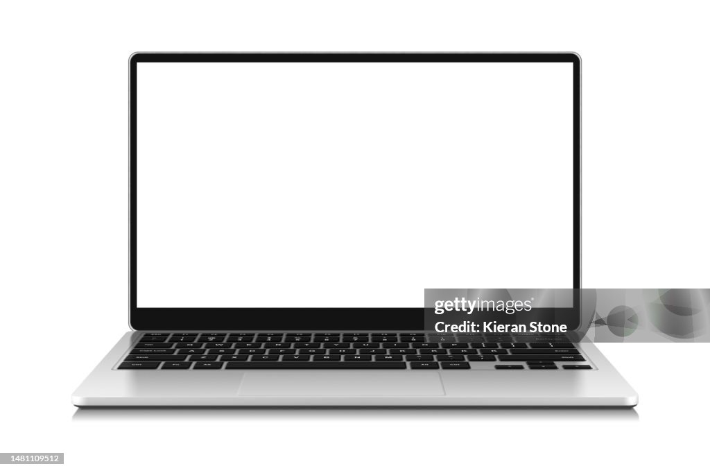 Stylish Modern Laptop Blank Screen Open