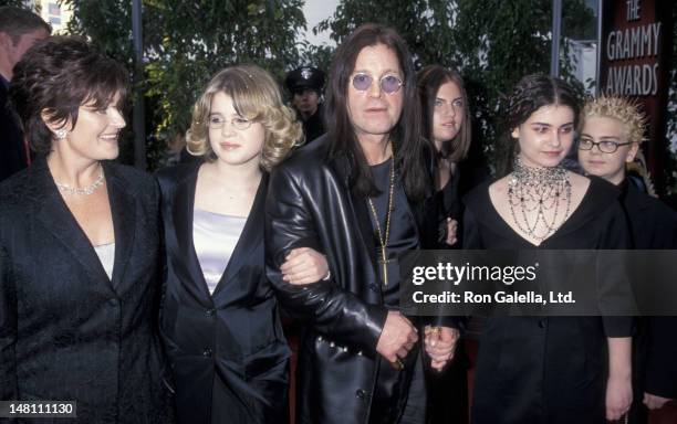 Sharon Osbourne, Kelly Osbourne, Ozzy Osbourne, Aimee Osbourne and Jack Osbourne attend 42nd Annual Grammy Awards on February 23, 2000 at the Staples...