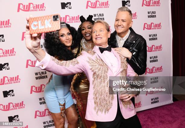 Michelle Visage, Ts Madison, Carson Kressley and Ross Mathews attend "RuPaul's Drag Race" Season 15 finale red carpet at Ace Hotel on April 01, 2023...