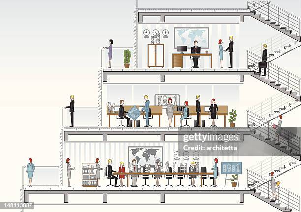 stockillustraties, clipart, cartoons en iconen met architectural office section - middelgrote groep mensen
