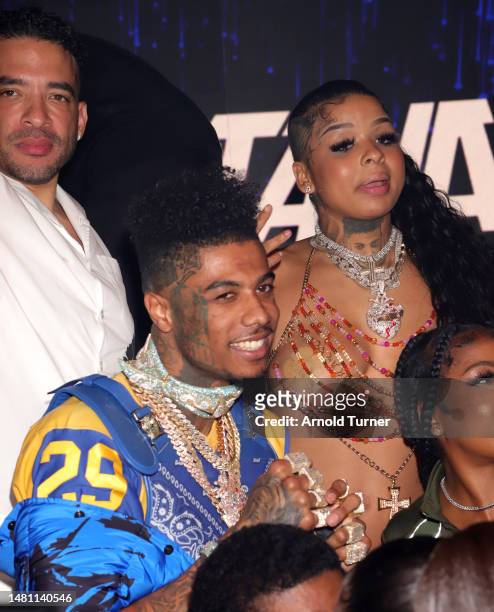 Jason Lee, Blueface and ChriseanRock attend Lemuel Plummer's Birthday Celebration presented by Zeus Network hosted by French Montana on April 09,...