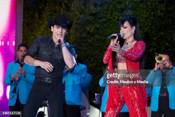 Julián Figueroa and his mother Maribel Guardia performing during first day of Teletón 2016 on December 9, 2016 in Mexico City, Mexico.