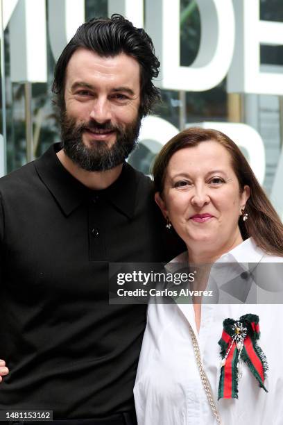 Actor Javier Rey and actress Pepa Pedroche attend the photocall for "Los Pacientes Del Doctor García" at the Puerta de Atocha - Almudena Grandes Rail...