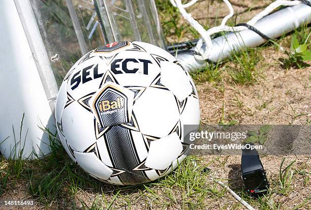 The GoalRef Technology system is tested at Fraunhofer IIS Research Institute on July 10, 2012 in Erlangen, Germany. A magnetic field is installed in...