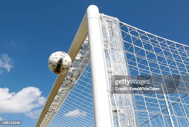 The GoalRef Technology system is tested at Fraunhofer IIS Research Institute on July 10, 2012 in Erlangen, Germany. A magnetic field is installed in...