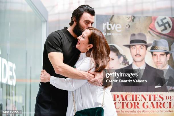 Javier Rey and Pepa Pedroche attend the photocall for "Los Pacientes Del Doctor García" at the Puerta de Atocha - Almudena Grandes Rail Station on...
