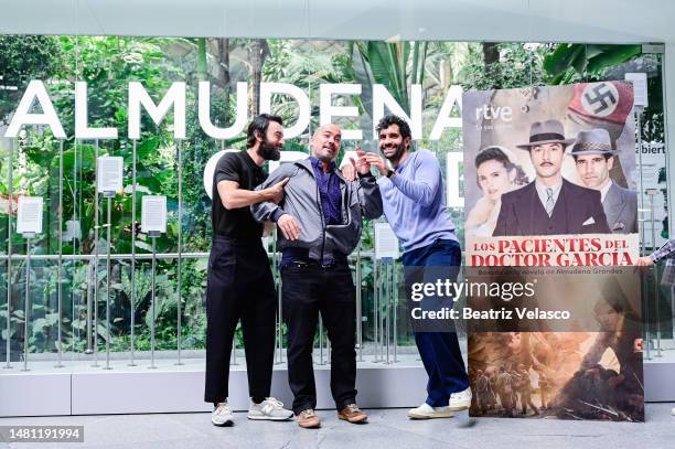 Javier Rey, Joan Noguera and Tamar Novas attend the photocall for "Los Pacientes Del Doctor García" at the Puerta de Atocha - Almudena Grandes Rail...