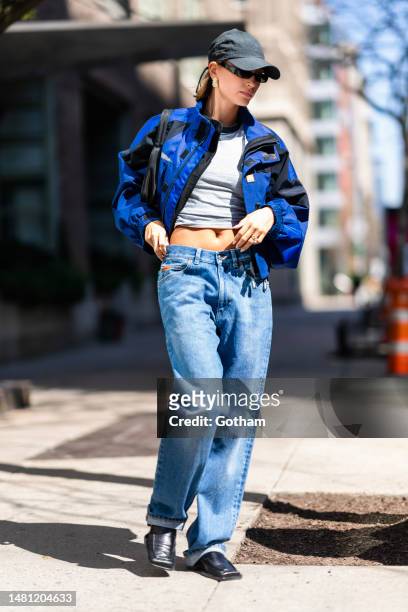 Hailey Bieber is seen in Tribeca on April 10, 2023 in New York City.