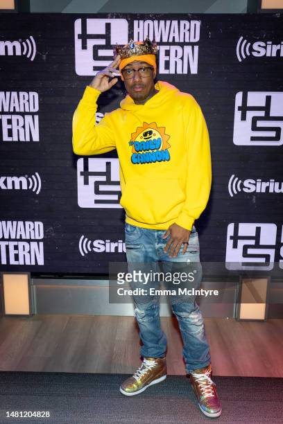 Nick Cannon visits SiriusXM's 'The Howard Stern Show' at SiriusXM Studios on April 10, 2023 in Los Angeles, California.
