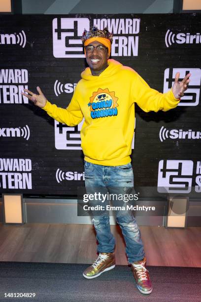 Nick Cannon visits SiriusXM's 'The Howard Stern Show' at SiriusXM Studios on April 10, 2023 in Los Angeles, California.