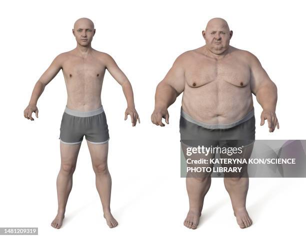 man before and after gaining weight, illustration - binge eating disorder stock illustrations