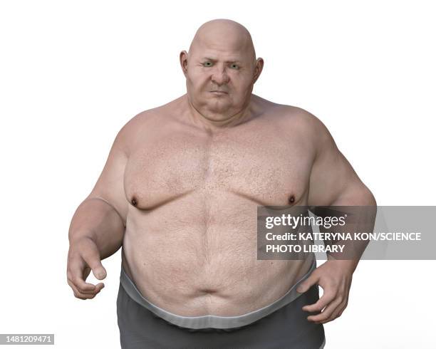 obese man standing, illustration - fast food stock illustrations