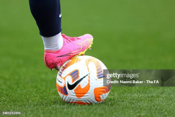 Nike Flight ball is seen during an England Training Session at The Lensbury on April 10, 2023 in Teddington, England.