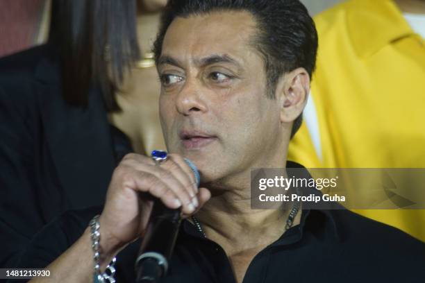 Salman Khan attends the trailer launch of film 'Kisi Ka Bhai Kisi Ki Jaan' on Aprill 10, 2023 in Mumbai, India