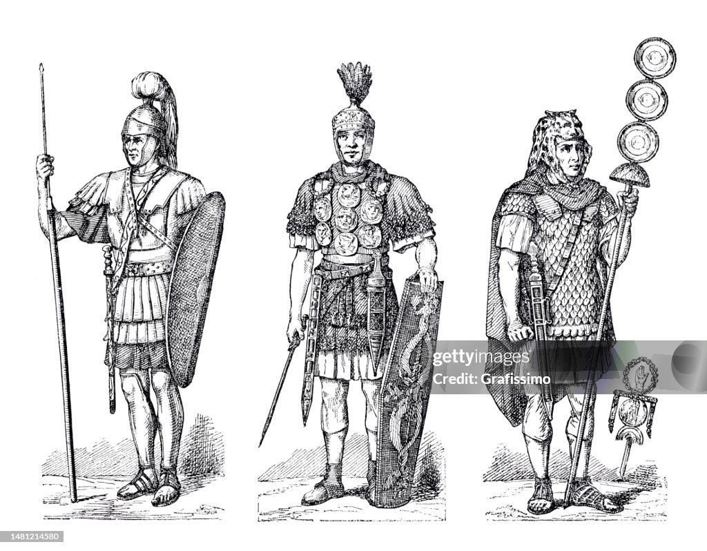 Roman soldiers in uniform with military standard
