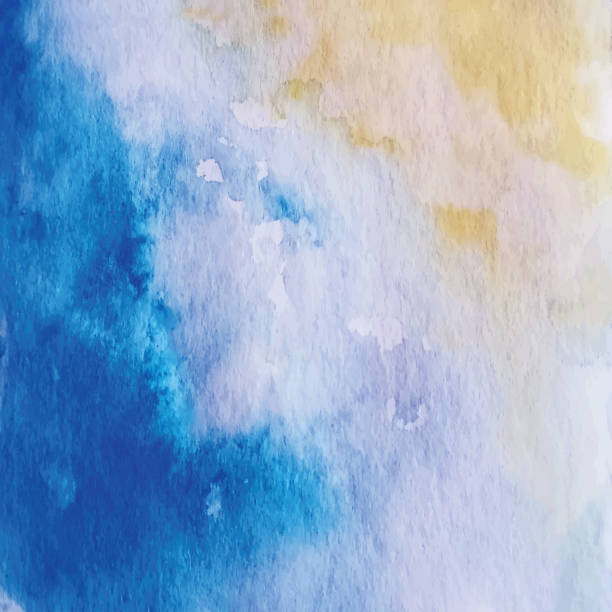 abstract watercolor background. blue, white, yellow... - spring background top view stock illustrations