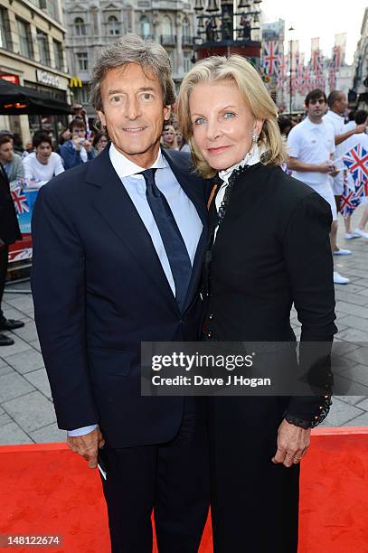 Nigel Havers and Georgiana Bronfman attend the UK premiere of Chariots Of Fire at The Empire Leicester Square on July 10, 2012 in London, England.