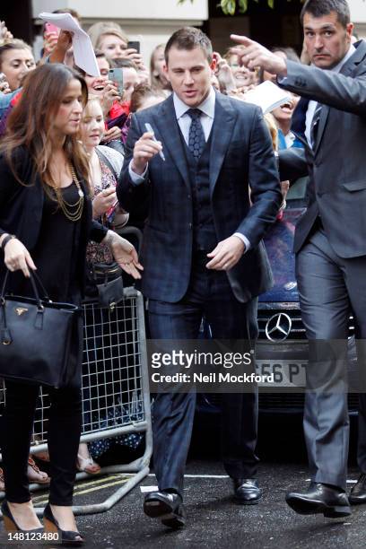 Channing Tatum arrives for the European Premiere of Magic Mike at The Mayfair Hotel on July 10, 2012 in London, England.