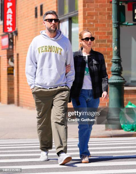 Cooke Maroney and Jennifer Lawrence are seen on April 10, 2023 in New York City.