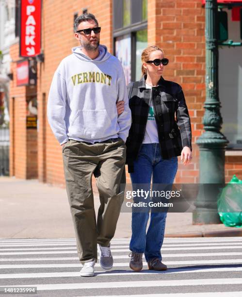 Cooke Maroney and Jennifer Lawrence are seen on April 10, 2023 in New York City.