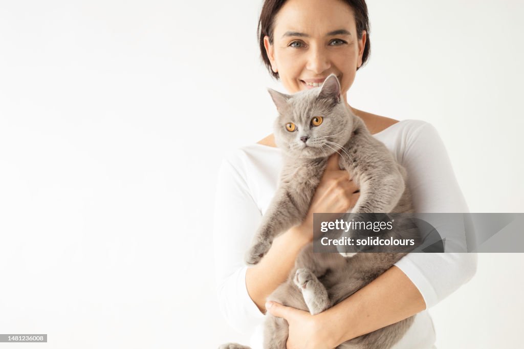 Woman And British Shorthair