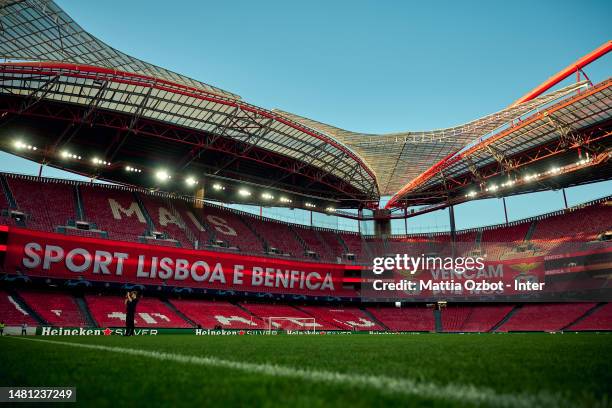 General view inside the stadium ahead of their UEFA Champions League quarterfinal first leg match against SL Benfica at Estadio do Sport Lisboa e...