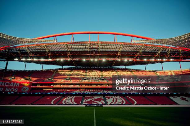 General view inside the stadium ahead of their UEFA Champions League quarterfinal first leg match against SL Benfica at Estadio do Sport Lisboa e...