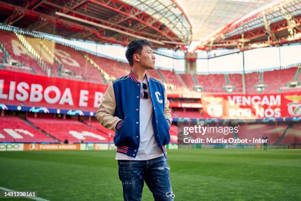 Steven Zhang president of FC Internazionale ahead of their UEFA Champions League quarterfinal first leg match against SL Benfica at Estadio do Sport...