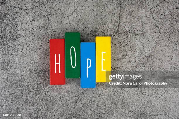 hope text on colorful block - hope word stock pictures, royalty-free photos & images