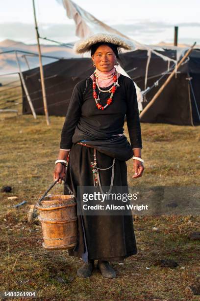 Female nomad on the plateau in Kham, Tibet on September 20, 2006.