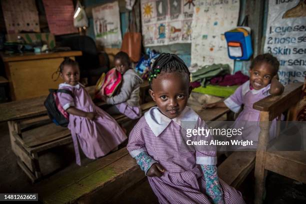 School children at the New Hope ECD Center, Naivasha, Kenya, Africa on May 30, 2018.