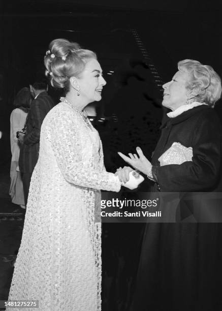 Joan Crawford and Mary Welsh Hemingway at Premiere The Taming of the Shrew on February 27, 1967 in New York, New York.
