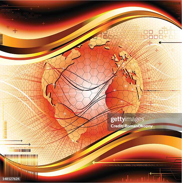 conceptual red globe. - red data globe stock illustrations