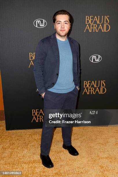 Michael Gandolfini attends the Los Angeles premiere of A24's "Beau Is Afraid" at the Directors Guild of America on April 10, 2023 in Los Angeles,...