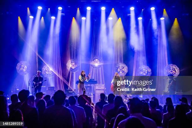 Aly Michalka and AJ Michalka of Aly & AJ perform at Ryman Auditorium on April 10, 2023 in Nashville, Tennessee.