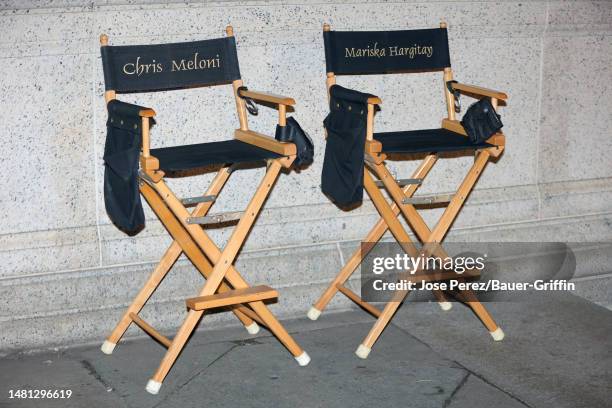 View of set chairs are seen on the set of "Law and Order: Special Victims Unit" on April 05, 2023 in New York City.