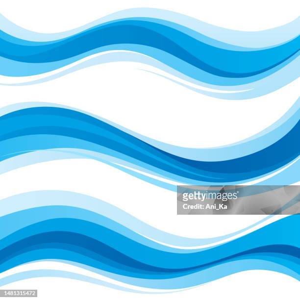set of blue waves - water surface stock illustrations